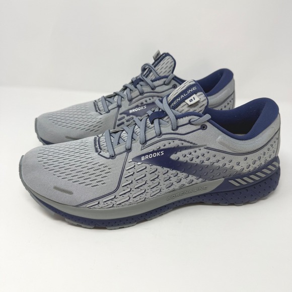 Brooks Adrenaline GTS 21 Mens Size 10.5 Running Shoes Grey Navy Blue 1103491D006 - Picture 2 of 7